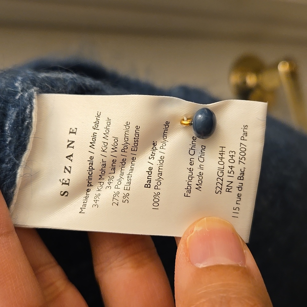 Sezane Susanna Kid Mohair/ Wool Green Fancy Knit Cardigan - Picture 9 of 12
